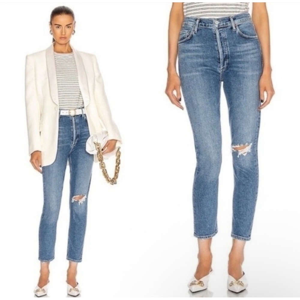 AGOLDE LOS ANGELES Nico Jeans Size 24 Button Fly Skinny Distressed A093C-1256